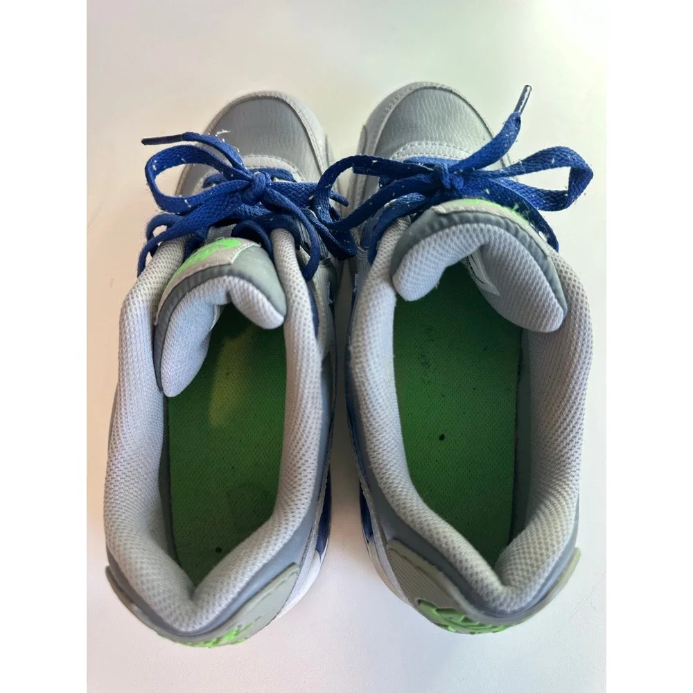 Nike Air Max 90 Wolf‎ Grey Deep Royal Blue Electric Green 724821-005 Kids 6Y